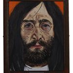 郑维 死去的摇滚乐手-John Lennon  木刻和综合材料 44×36cm