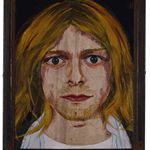 郑维 死去的摇滚乐手-Kurt Cobain 木刻和丙烯颜料   44×36cm