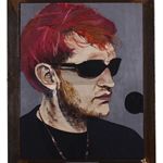 郑维 死去的摇滚乐手-Layne Staley 木刻和丙烯颜料 44×36cm