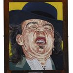 郑维 死去的摇滚乐手-Ray Vaughan  木刻和综合材料44×36cm