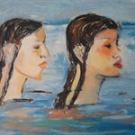 崔岫闻 水中的两个女孩60x80cm 2003
