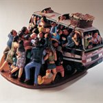 lizhanyang-Getting on the bus colored fiberglass 46x25x35cm 2002