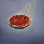 2008,费家村，夏-西瓜 布面油画30x30cm 2008