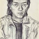 Xin Haizhou   Self-portrait  sketch   44x31cm  1991