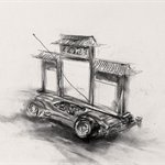 建筑碰碰车  草稿   38×53cm   2002