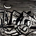 Song Yongping-moonrise at huang river-1982-35.2x40.4cm-woodcuts