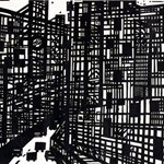 Song Yongping--Tianjin impression_the street scence-1983-39.5x54.3cm-woodcuts