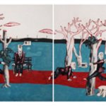 Wang Jinsong Long March Rock 'n’ Roll Acrylic Color And Gouache on Xuan Paper  45×120cm 1990