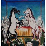  Wang Jinsong Horse Fights Acrylic Color And Gouache on Xuan Paper 120×90cm 1990