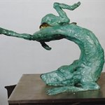 Zhou Chunya Green Dog Sculpture 32x45x41 2007 