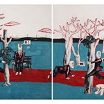 Wang Jinsong Long March Rock n Roll Acrylic Color And Gouache on Xuan Paper 45×120cm 1990