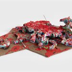 Zheng Wei, The Architecture Cake, 120x90x35cm, Paperboard, wood board, hot melt adhesive, acrylic, ready-made objects, 2020